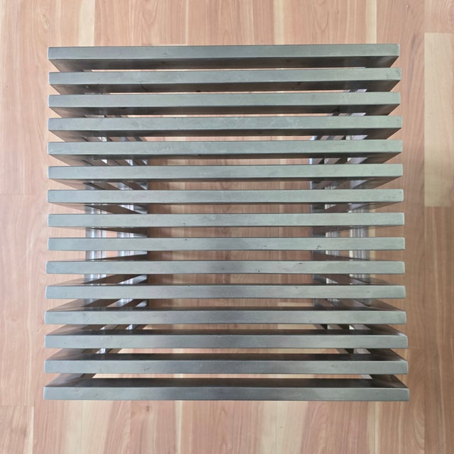 Plastic Vintage Modernist Metal & Lucite Side Table For Sale - Image 7 of 11