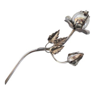 Keepsake Silverplate Rose and Rosebud With Leaves For Sale