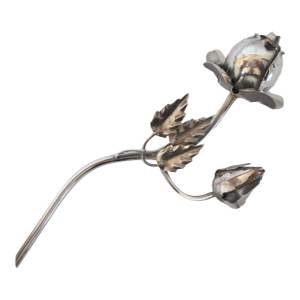 Keepsake Silverplate Rose and Rosebud With Leaves