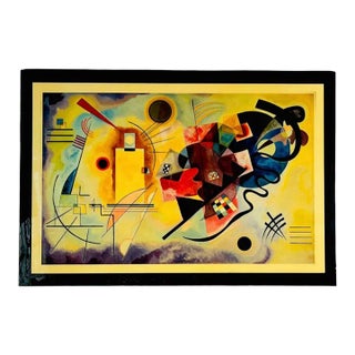 1970s Kandinsky Yellow Red Blue Oversized Print on Wood For Sale