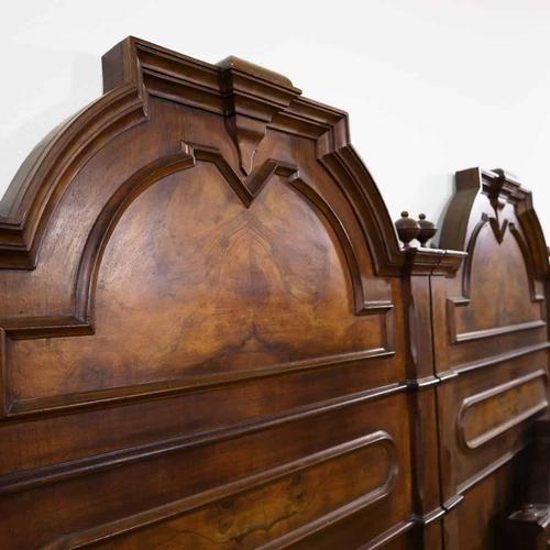Wood Wooden Double Bed with Shaped Headboard and Turned Legs For Sale - Image 7 of 12