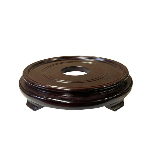 2000 - 2009 13.5" Brown Wood Round Flair Legs Display Stand Riser Easel For Sale - Image 5 of 6