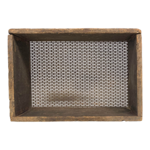 Rustic Wood Fruit Crate With Metal Mesh Bottom
