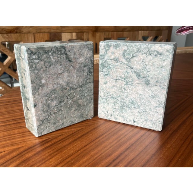 Metal Mid-Century Marble Bookends With Gilt Bronze Laurel Wreath Accents-Set of 2 For Sale - Image 7 of 8