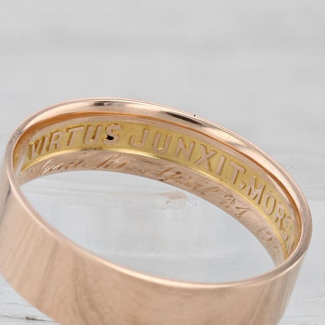 1920s Antique Scottish Rite 14th Degree Ring 14k Rose Gold Band Masonic Size 12 For Sale In Greensboro - Image 6 of 11