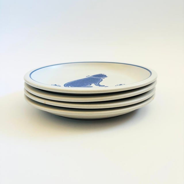 Ceramic Pfaltzgraff Yorktowne Stoneware Cat Salad or Dessert Plates - Set of 4 For Sale - Image 7 of 12