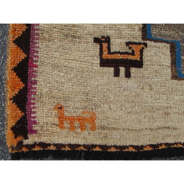 Mid 20th Century Vintage Gabbeh Rug With Tribal Design of Medallions and Tribal Figures For Sale - Image 5 of 10