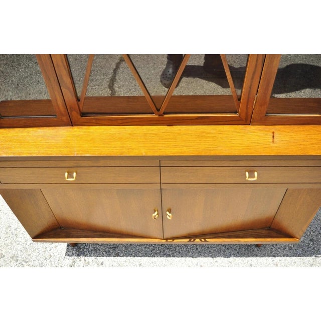 Wood Raymond Loewy Mengel Mid Century Modern Sculpted Oak Bookcase China Cabinet For Sale - Image 7 of 12