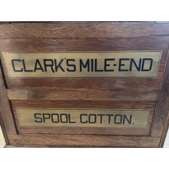 Brown Antique Clark’s Mile‑End Spool Cotton Cabinet – Late 1800s Store Display - Unique Side Table For Sale - Image 8 of 16