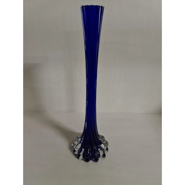 Mid-Century Modern Blue Twisted Glass Vase, 1960s For Sale - Image 3 of 6