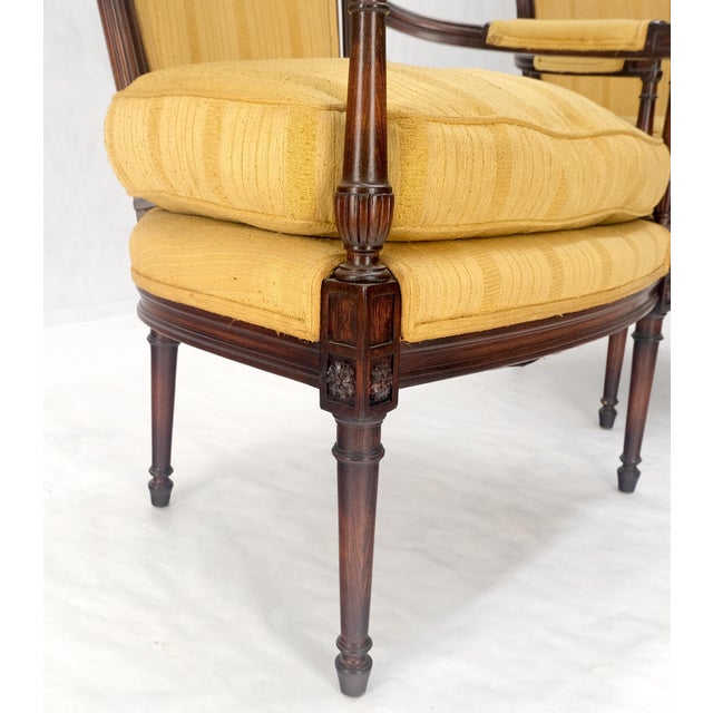 Rococo Pair Gold Silk Upholstery Fine Carved Acorn Finials Lounge Fireside Chairs MINT! For Sale - Image 3 of 16