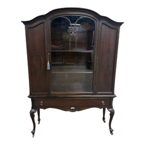 Vintage Queen Anne Style Mahogany China Cabinet Display Cabinet Curio Bookshelf
