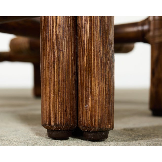 McGuire Organic Modern Lattice Rattan Brass Glass Cocktail Table For Sale - Image 12 of 18