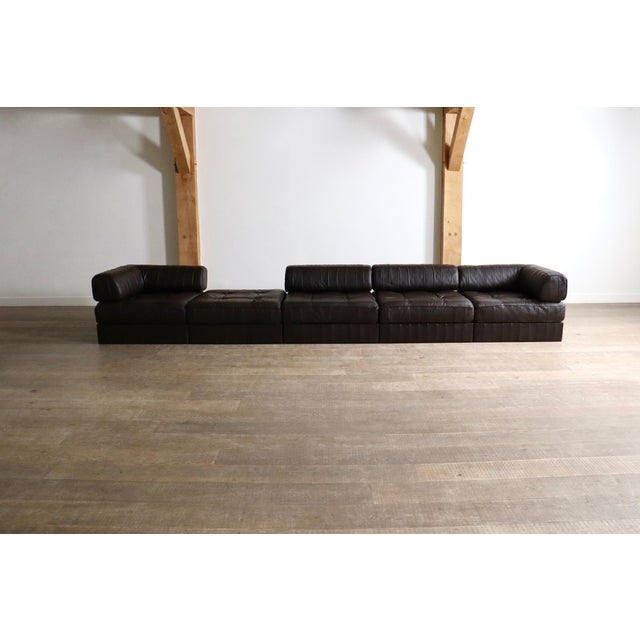 DS-88 Modular Sofa in Dark Brown Patchwork Leather from de Sede, Switzerland, 1970s, Set of 5 For Sale - Image 4 of 14