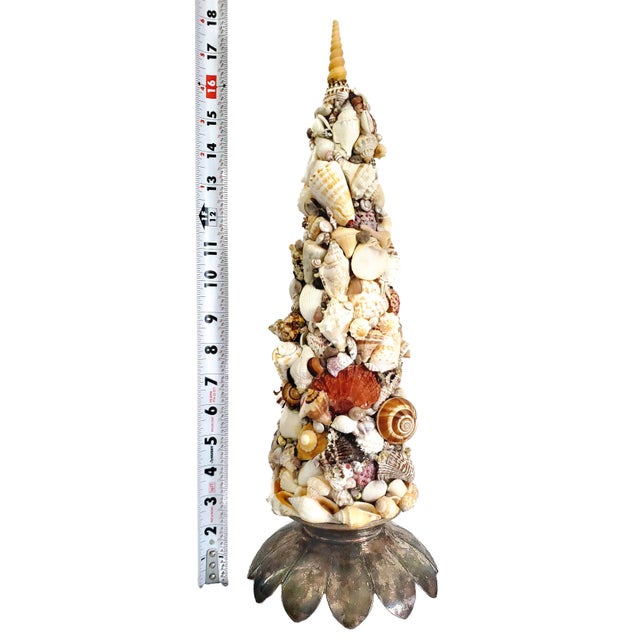 Christa's South Seashells Sculpture Topiary Seashell Shell Christmas Tree For Sale - Image 4 of 13