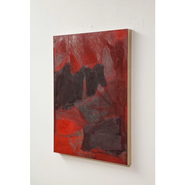 Red “Modern Angst” Original Abstract Painting on Panel For Sale - Image 8 of 12
