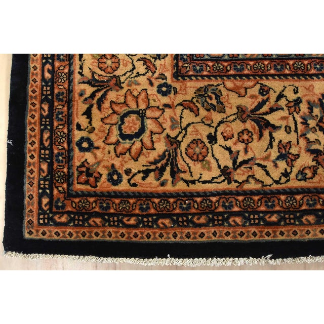 Sarouk Rug 9′ X 11’9” Blue Wool Semi-Antique Traditional Hand-Knotted Carpet For Sale - Image 12 of 15