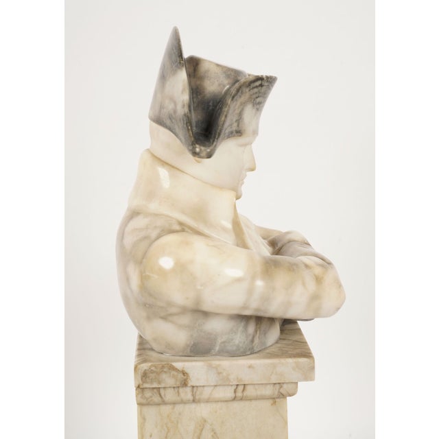 Stone Signed Valmore Gemignani Marble Bust of Napoleon on Pedestal / Italian Art Deco Neoclassical Sculpture For Sale - Image 7 of 10