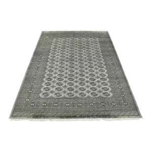 Bokhara 8’2” X 9’10” Gray Wool Tribal Hand-Knotted Oriental Rug