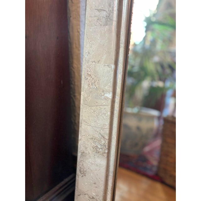 Cream Vintage Tessellated Stone Mirror With Gold Accent For Sale - Image 8 of 10