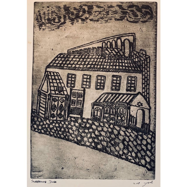 Dora Szampanier, Etching of destroyed synagogue - Lwow, Poland For Sale