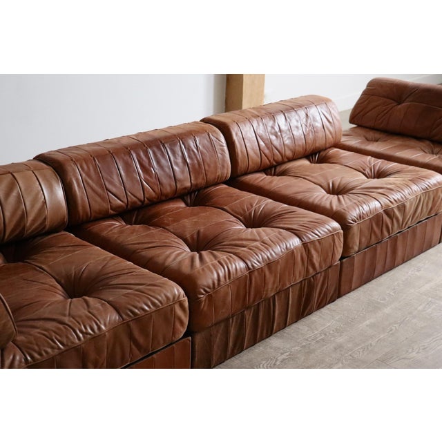 DS 88 Modular Sofa in Cognac Patchwork Leather from de Sede, Switzerland, 1970s, Set of 5 For Sale - Image 4 of 13