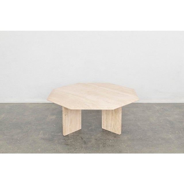 1970s Vintage Octagonal Travertine Coffee Table, 1970s For Sale - Image 5 of 8