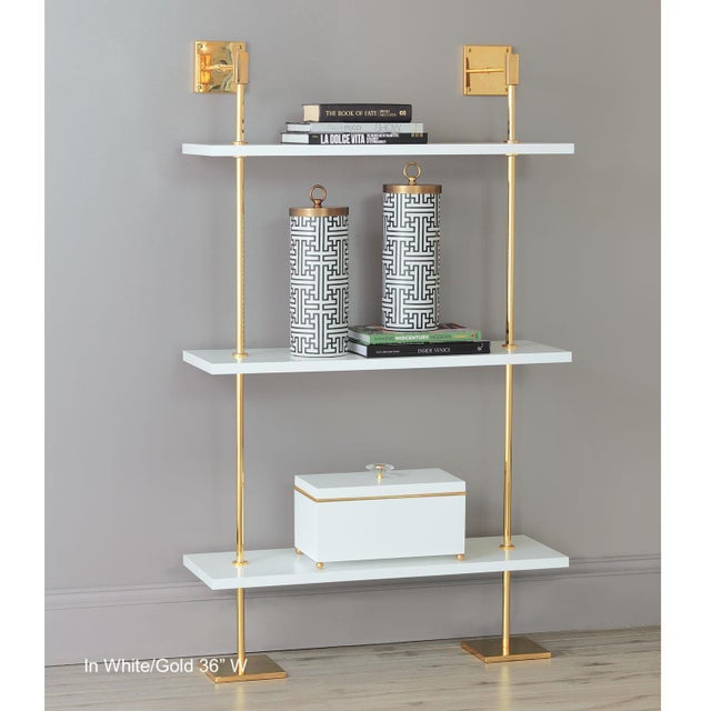 Port 68 Marais 3-Tier White & Aged Brass Shelf 48"W For Sale - Image 4 of 6