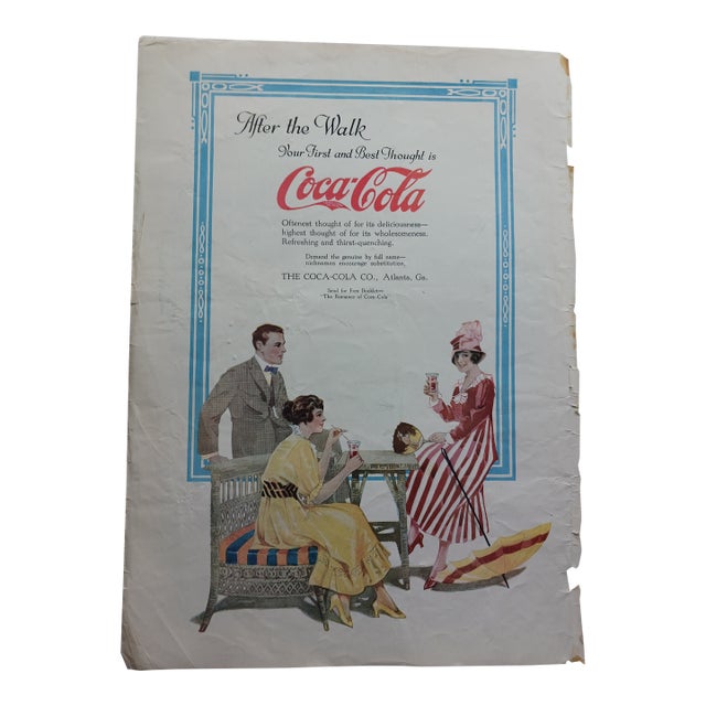 Antique Vintage Coca-Cola Ad "After the Walk" Original Ad 1915 --Model for 1990's Collectible Barbie and Print Ad For Sale