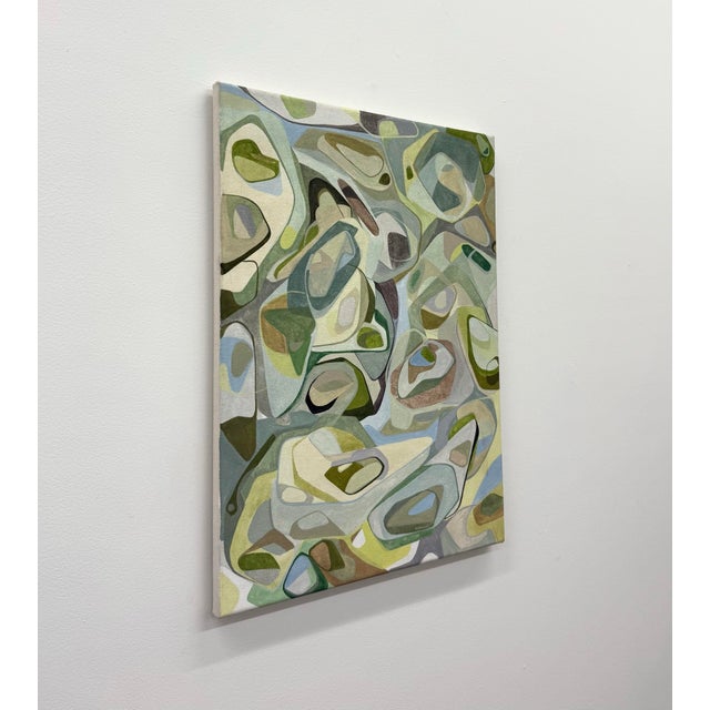 Contemporary Biomorphic Signed Abstract Painting on Canvas For Sale - Image 4 of 6