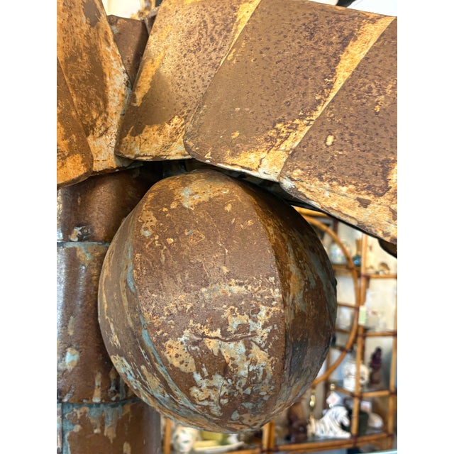 Metal Vintage Palm Beach Palm Tree Coconuts Outdoor Patio Indoor Metal Tropical Statue For Sale - Image 7 of 12