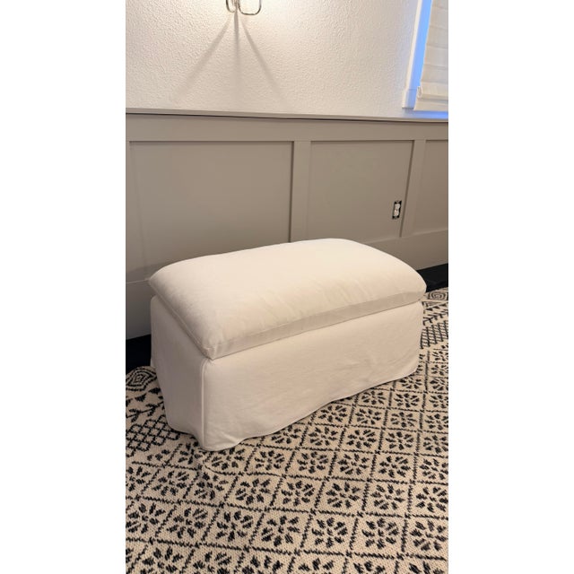 Modern Ever White Slipcovered Storage Nursery Ottoman by Leanne Ford For Sale - Image 3 of 6
