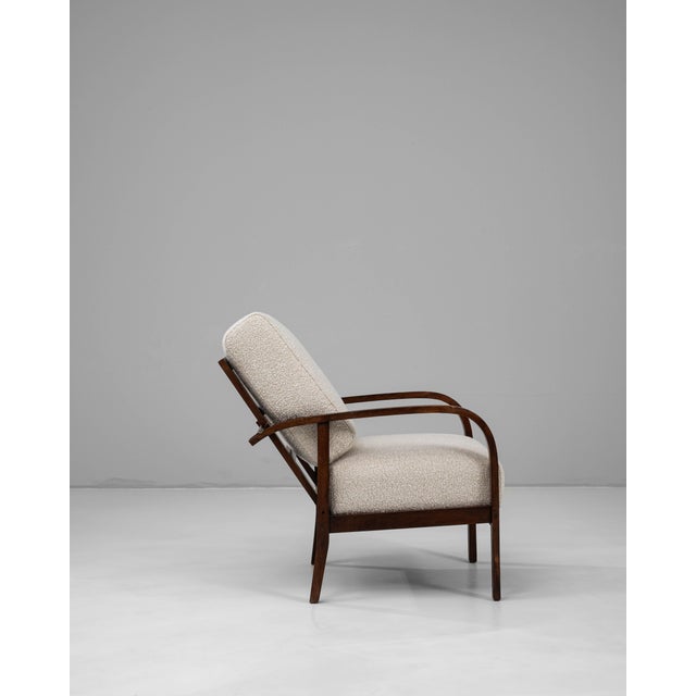 20th Century French Art Deco Upholstered Armchair With Reclining Back For Sale - Image 18 of 18