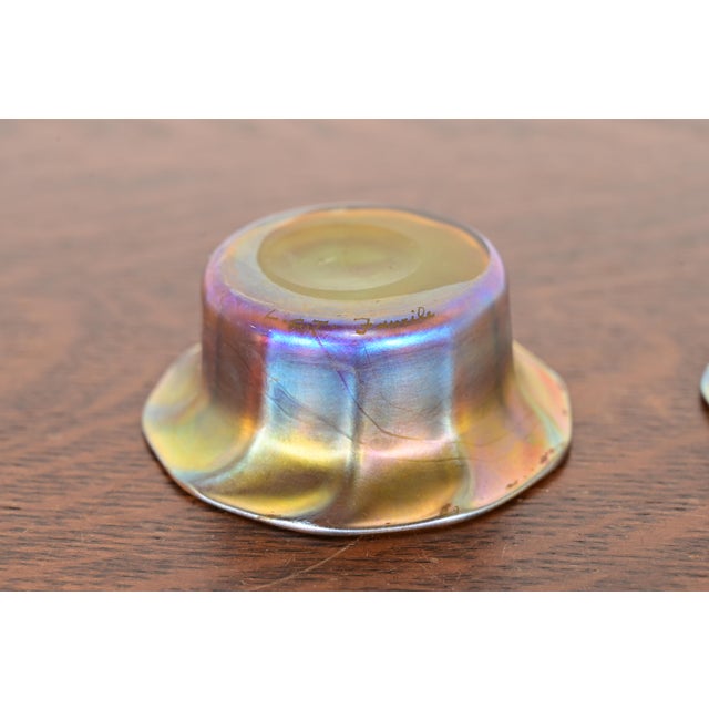 Louis Comfort Tiffany Favrile Iridescent Art Glass Salt Cellars, Set of Ten For Sale - Image 9 of 11