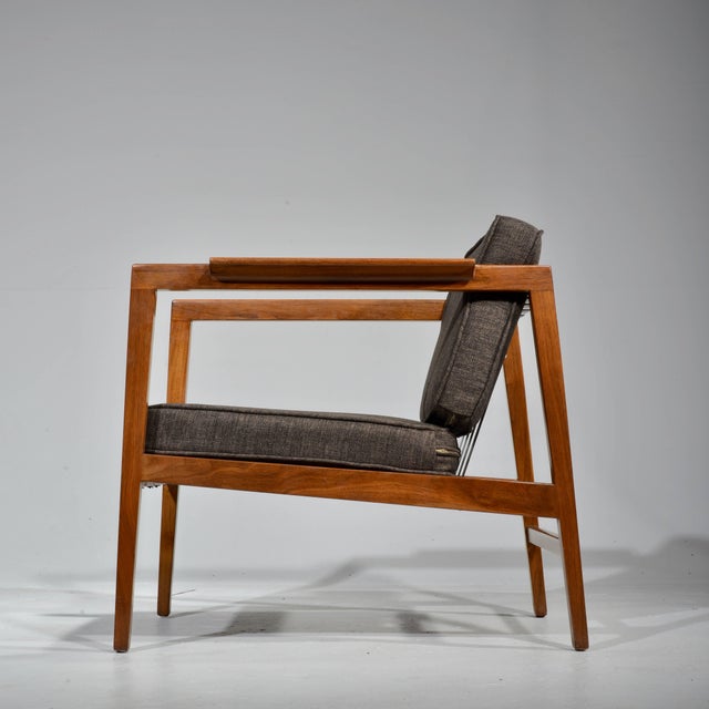 Rare Edward Wormley Walnut Open Arm Lounge Chair