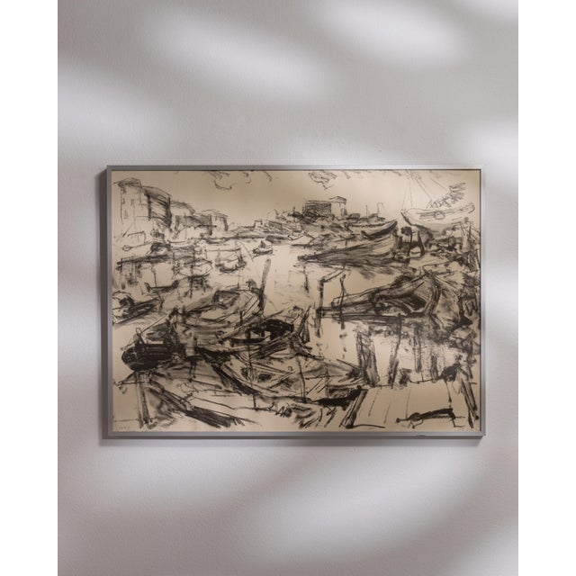 1970s France Expressionism Brown Wood Drawing For Sale - Image 4 of 15