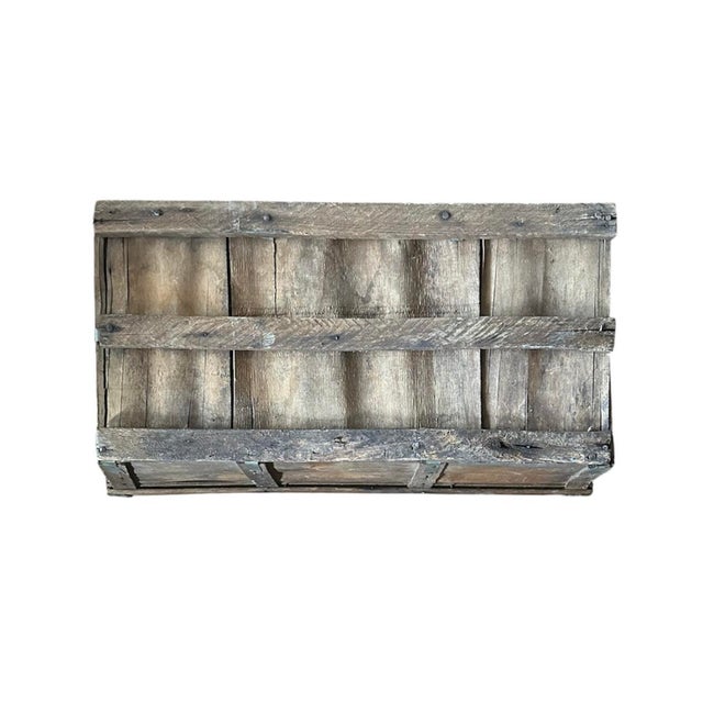 Brown Antique Primitive / Industrial Wood and Zinc General Store Dry Goods Produce Crate / Basket / Box / Storage For Sale - Image 8 of 8
