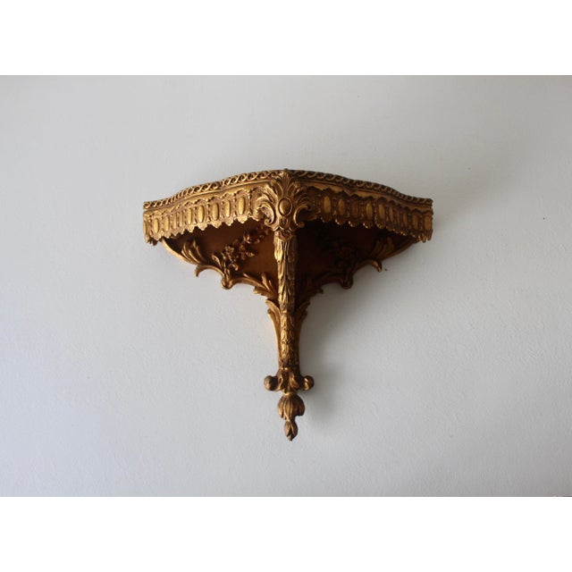 Italian Italian Style Giltwood Hanging Wall Bracket Shelf Sconce Mid-Century Vintage For Sale - Image 3 of 17