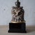 Porcelain owl bust oil lamp, circa 1880. Owl bust modeled with detailed feather texturing, mottled brown and white glazes,...