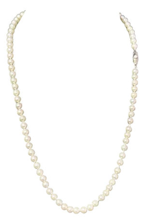 1990s Mikimoto Akoya Pearl Necklace 20" Sterling Silver 5 - 5.5 Mm Estate
