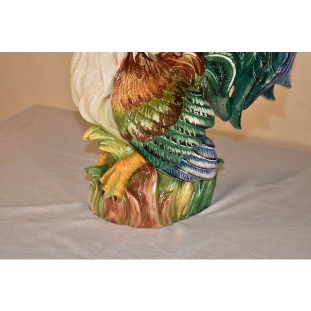 1980s Italian Terracotta Hand-Painted Rooster Sculpture, Circa 1980's For Sale - Image 5 of 13