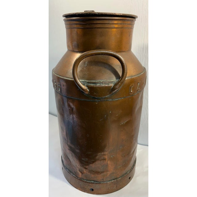 Metal Vintage French Copper Milk Can Umbrella Stand For Sale - Image 7 of 12
