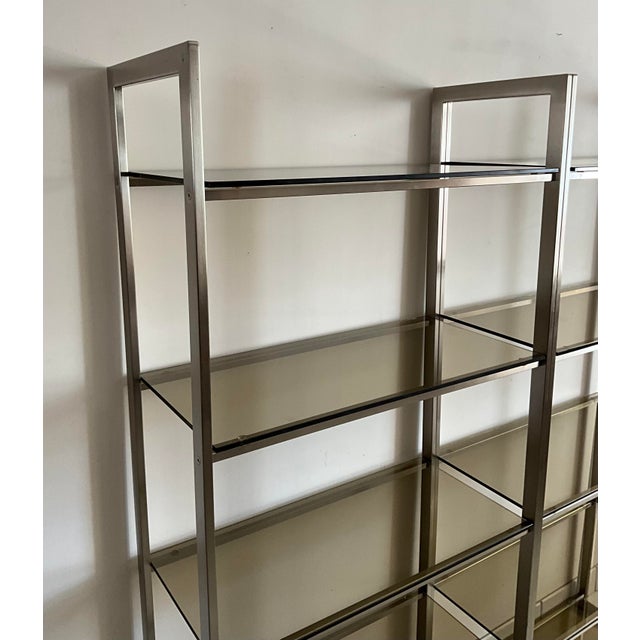 Metal French Anodized Metal and Smoked Glass Shelving Units from Artelano, 1970s, Set of 2 For Sale - Image 7 of 11