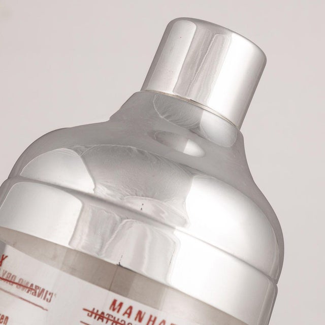 1950s American Glass and Silver-Plated Recipe Cocktail Shaker, 1950s For Sale - Image 5 of 11