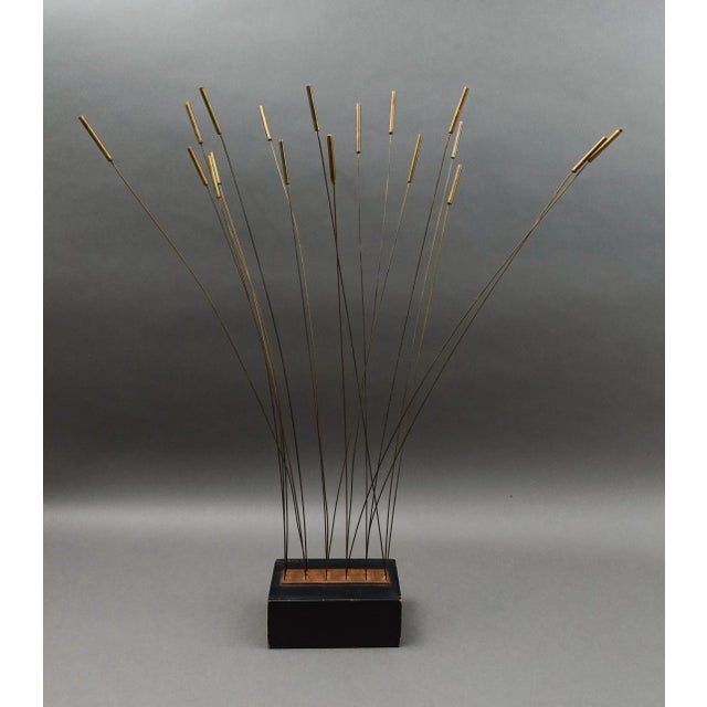 Mid-Century Modern Ray Berger Brutalist Mid-Century Modern Vintage Cattail Mixed Metal Kinetic Art Sculpture For Sale - Image 3 of 11