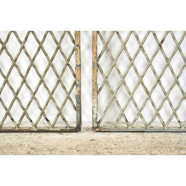 Metal Pair of Reclaimed Industrial Steel Mesh Security Panels 41.5 X 31 In. For Sale - Image 7 of 10