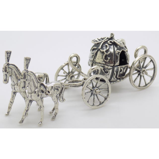 Italian Vintage Italian Handmade Genuine Silver Cinderella Princess Carriage Solid Figurine, Made in Tuscany (Arezzo, Italy) For Sale - Image 3 of 11