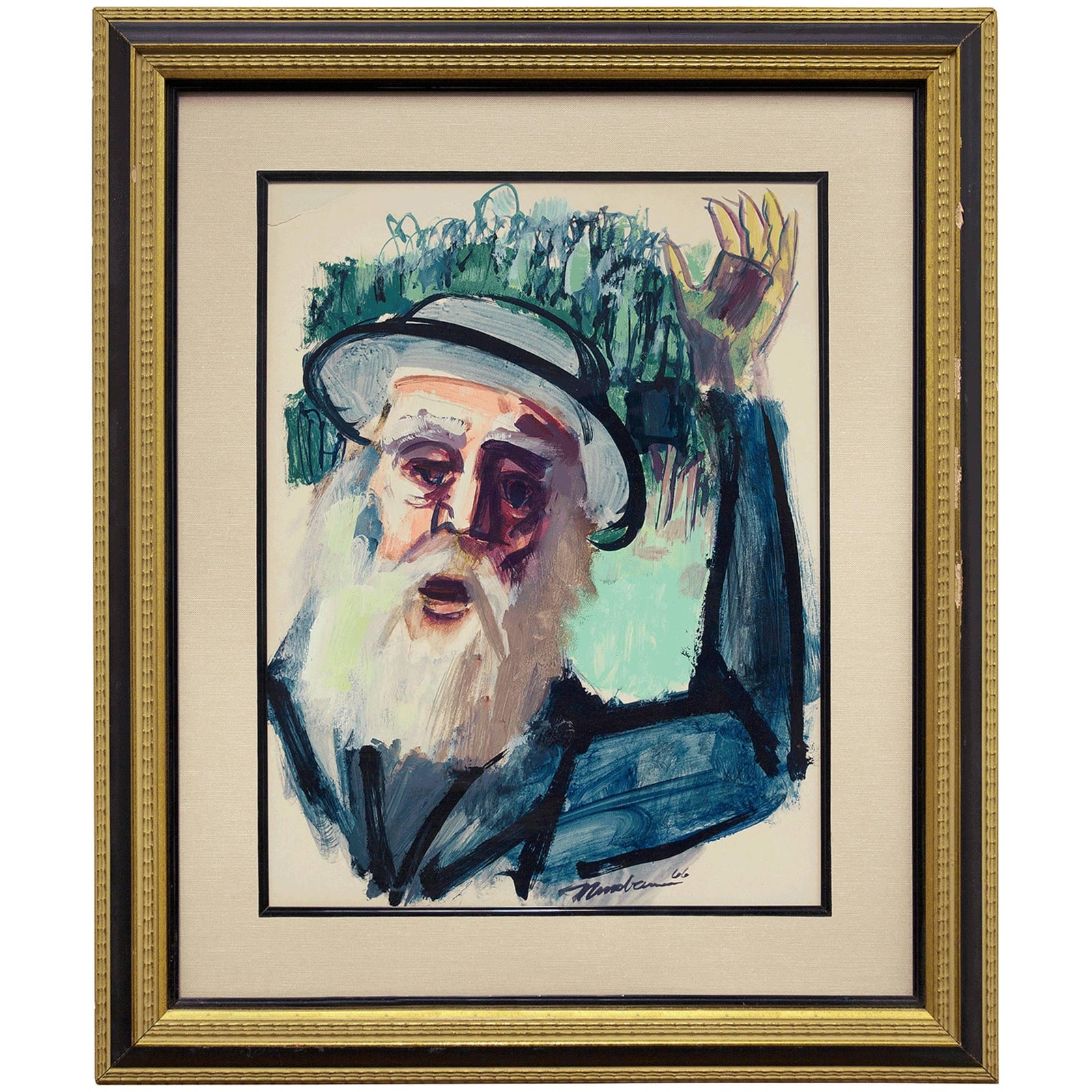 Ervin B. Nussbaum, Chassidic Rabbi, Judaica Expressionist Painting ...
