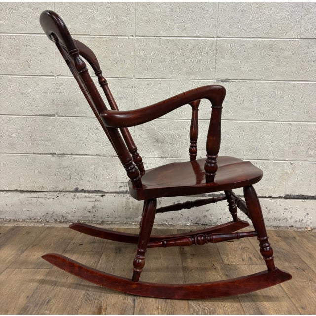 Wood Vintage Art Nouveau Style Carved Rocking Chair For Sale - Image 7 of 10