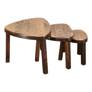 Mid-Century Modern Oak Nesting Tables, 1960s, Set of 3 For Sale